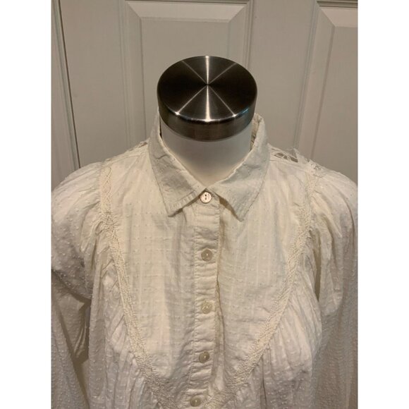 Pilcro & The Letterpress White Textured Shirt W/ Lace Accents, Size XS - Picture 2 of 7